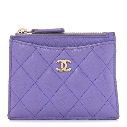 Chanel Caviar Quilted CC Zip Card Holder Purple 1 of 9