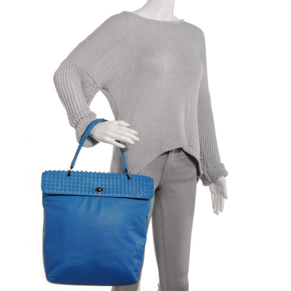 Bottega Veneta Leather Intrecciato Large Plume Tote Delft Blue 2 of 8