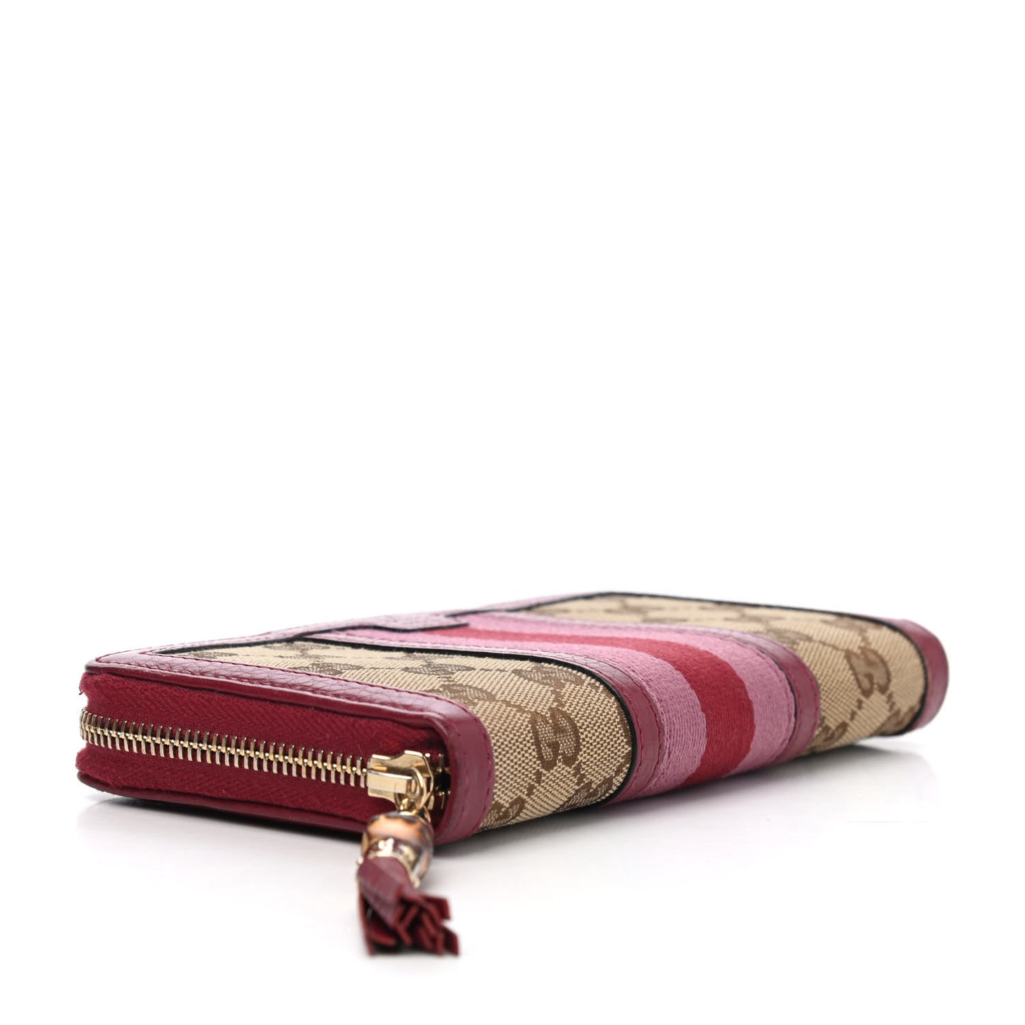 Monogram Cellarius Calfskin Vintage Web Rania Zip Around Wallet Beige Ebony Soft Burgundy Peonia Flower Box Pink
