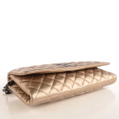 Chanel Metallic Lambskin Quilted Clutch Butterfly Chain Gold 3 of 6