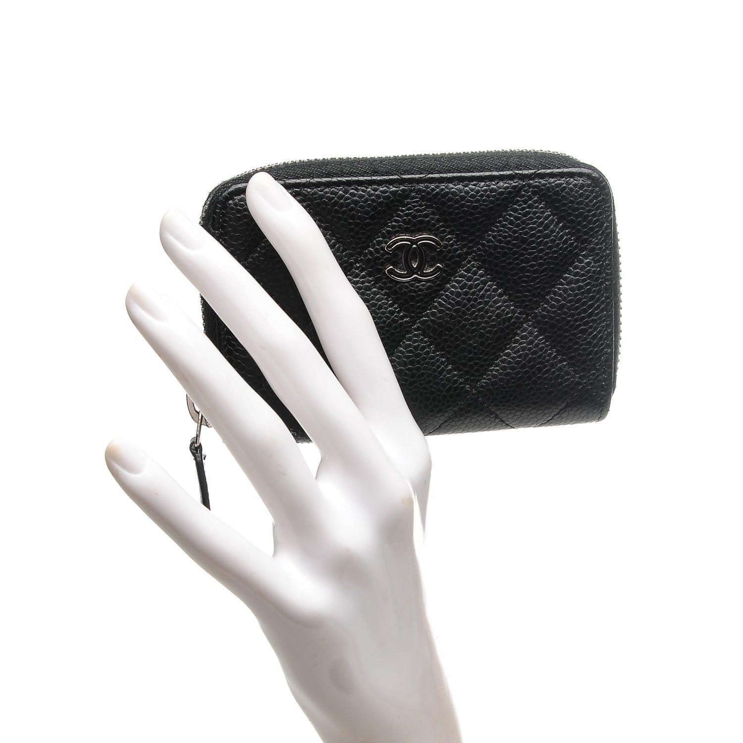 Chanel Caviar Quilted Zip Coin Purse Black 2 of 7