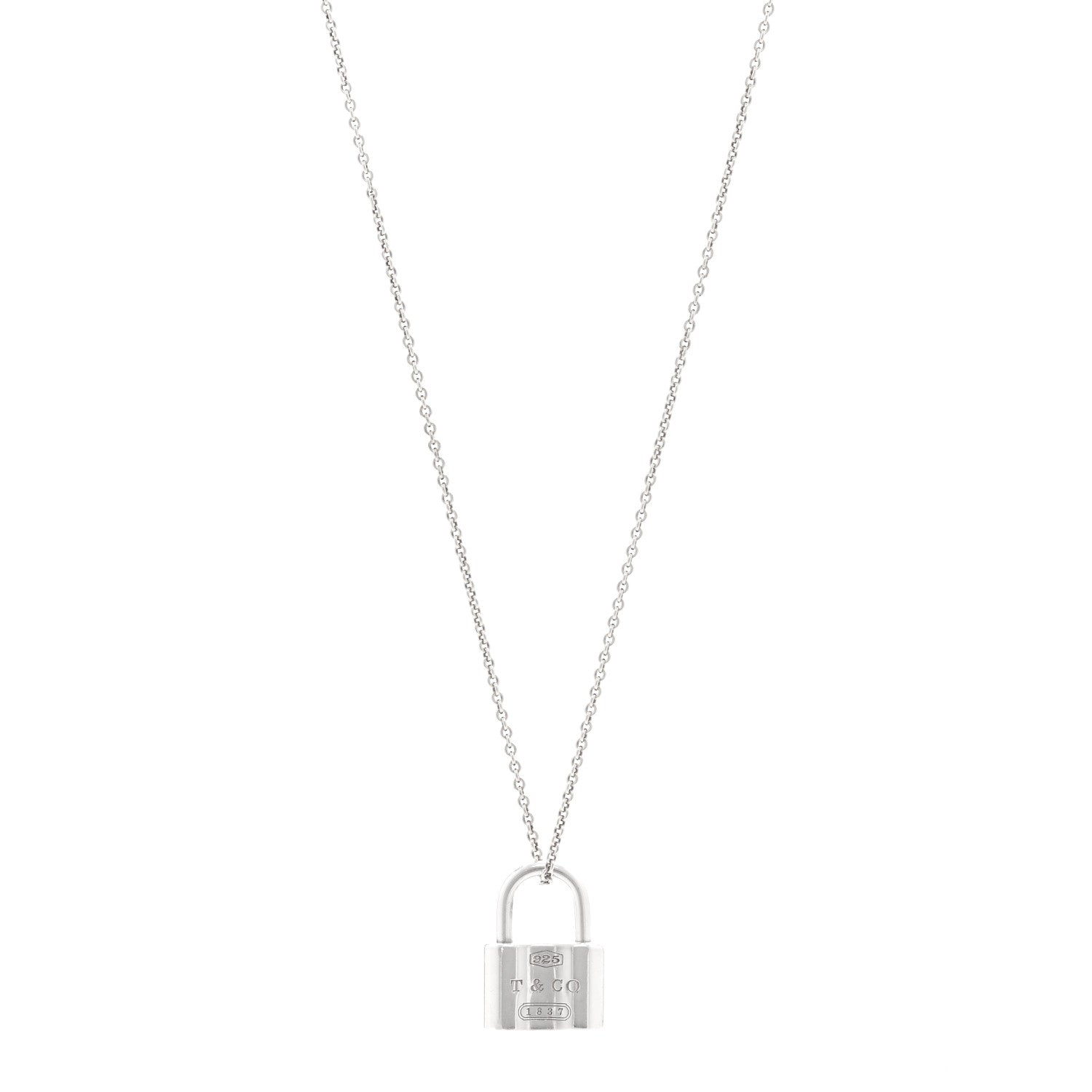Tiffany Sterling Silver 1837 Lock Charm Pendant Necklace 1 of 5