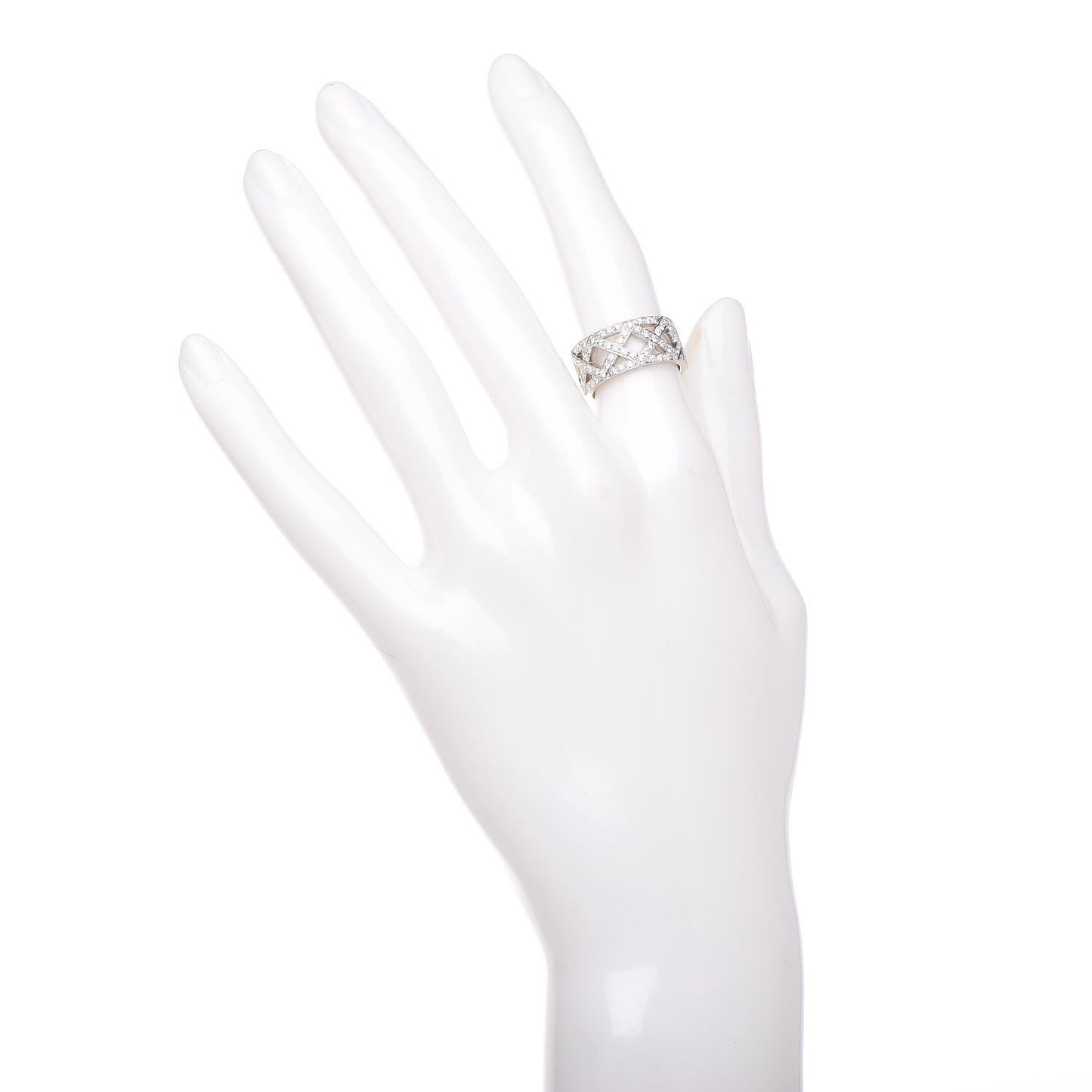 Platinum Diamond Braided Wide Band Ring 48 4.5