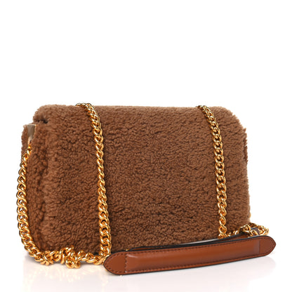 Fendi Shearling Lambskin Midi Chain Baguette Caramello 3 of 11