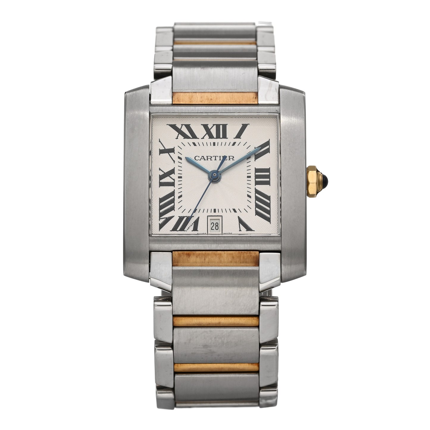 Stainless Steel 18K Yellow Gold 28mm Tank Francaise Automatic Watch