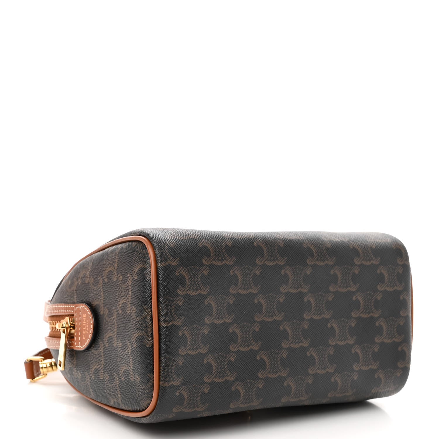 Celine Triomphe Canvas Calfskin Small Boston Bag Tan 4 of 9