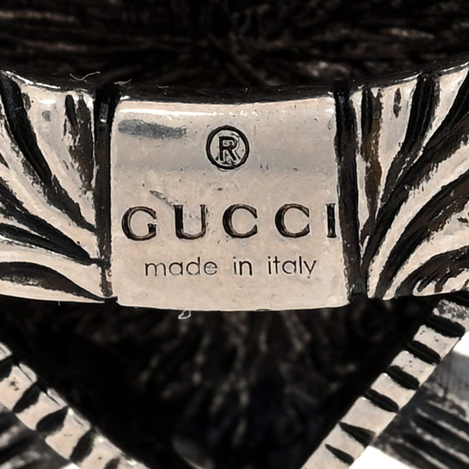 Gucci Metal Crystal Guccy Brooch Aged Silver 3 of 3