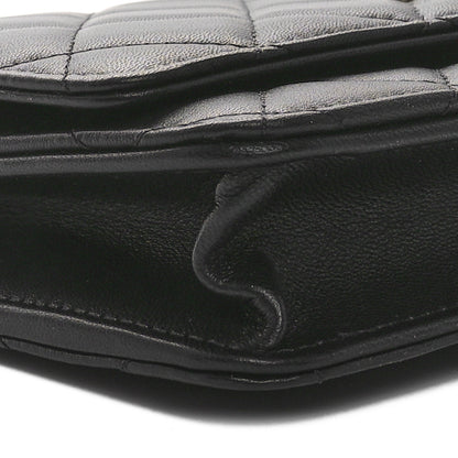 Chanel Lambskin Pearl Strass Quilted CC Wallet on Chain WOC Black 10 of 12
