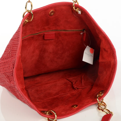 Christian Dior Lambskin Woven Large Dior Soft Tote Rouge Moyen 5 of 7