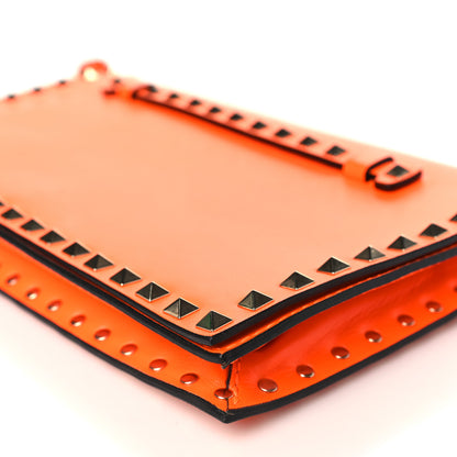 Valentino Garavani Nappa Rockstud Wristlet Clutch Neon Orange 8 of 8