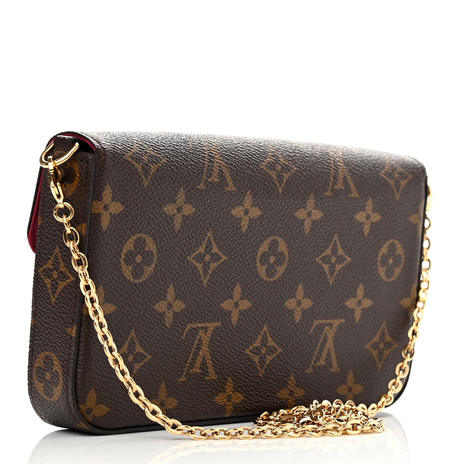 Louis Vuitton Monogram Pochette Felicie Chain Wallet Fuchsia 4 of 11