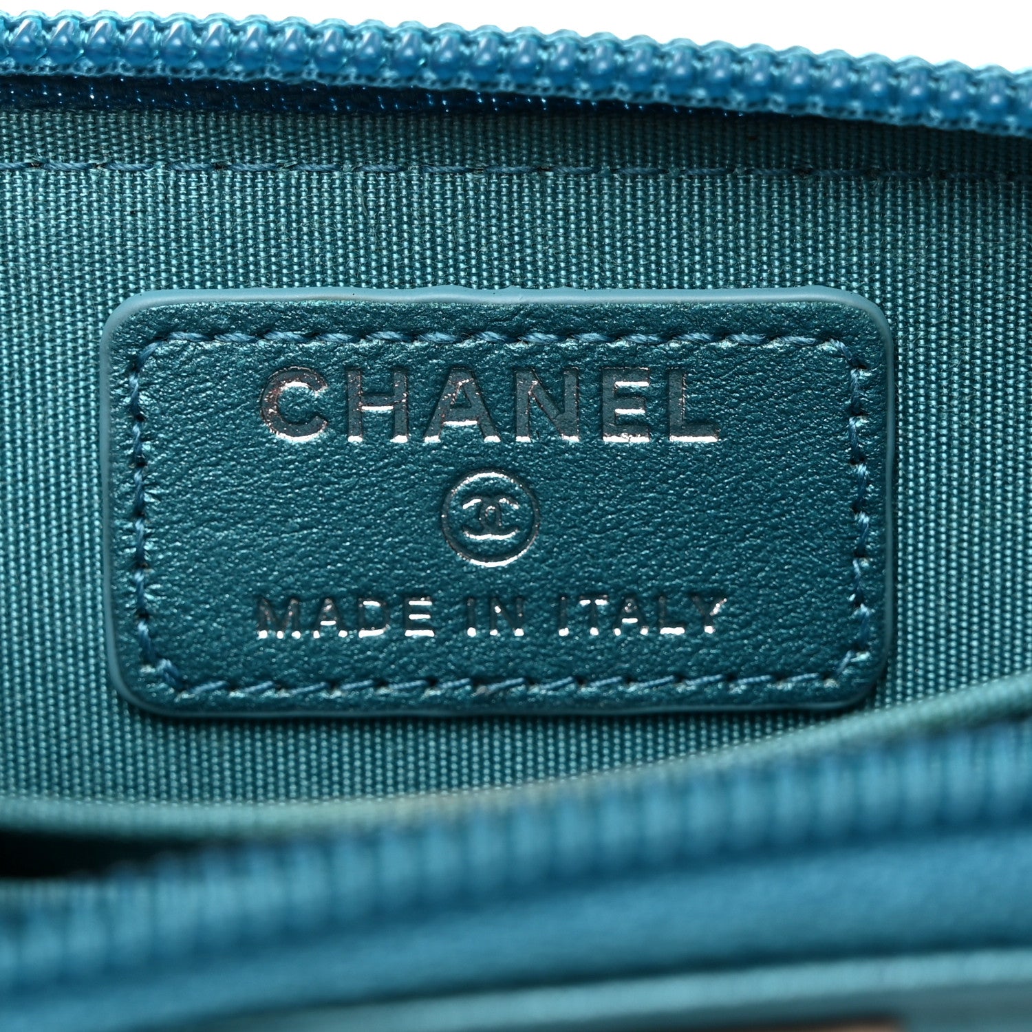 Chanel Metallic Caviar Quilted Boy Zip Around Coin Purse Wallet Turquoise 6 of 8