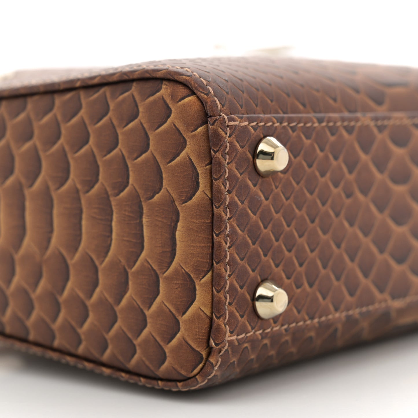 Metallic Snakeskin Mini Lady Dior Brown