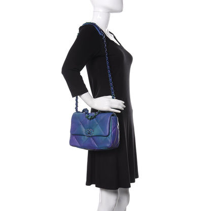 Chanel Tie Dye Calfskin Quilted Medium 19 Flap Blue Purple 2 of 10