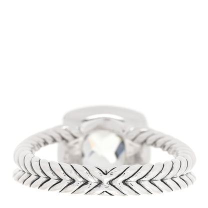David Yurman Sterling Silver Diamond Prasiolite 7mm Petite Albion Ring 54 7 3 of 4