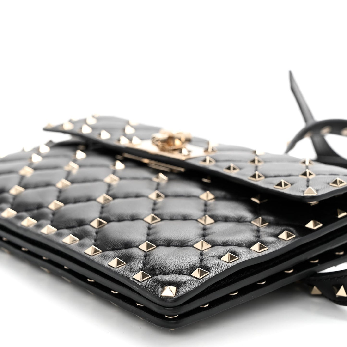 Lambskin Rockstud Spike Crossbody Bag Black