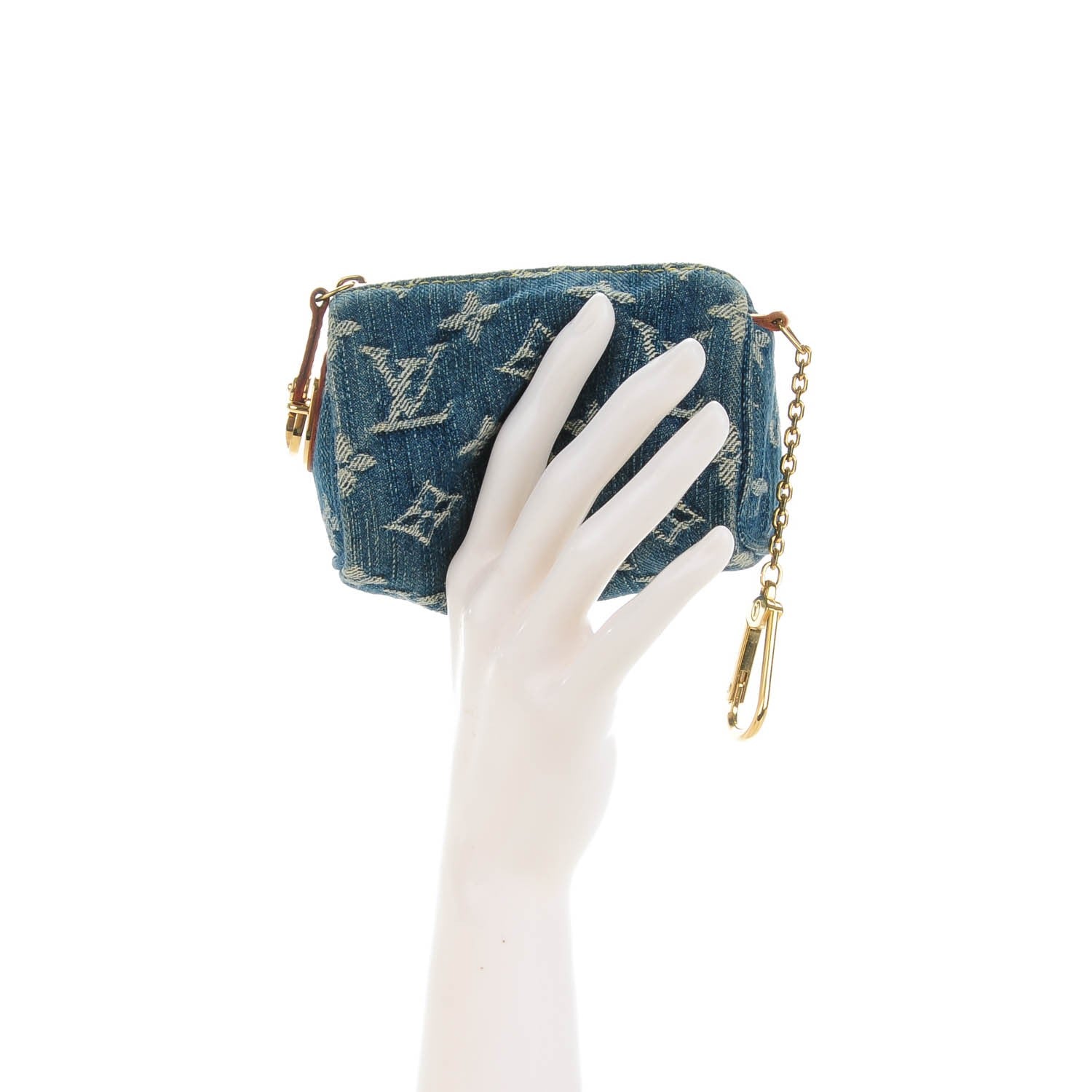 Louis Vuitton Monogram Denim Pochette Speedy PM Key Holder Blue 2 of 6