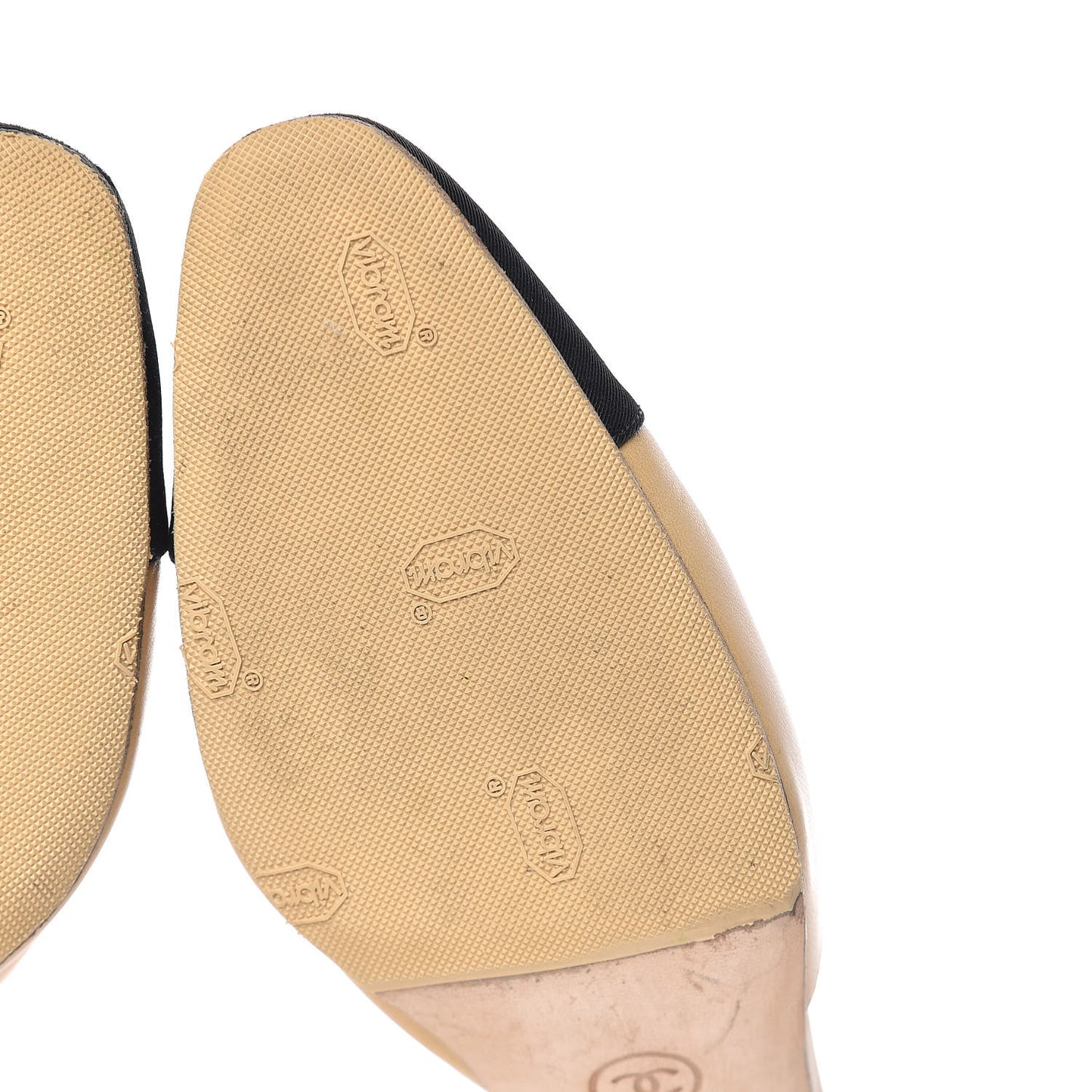 Goatskin Grosgrain Cap Toe CC Slingback Pumps 37.5 Beige Black
