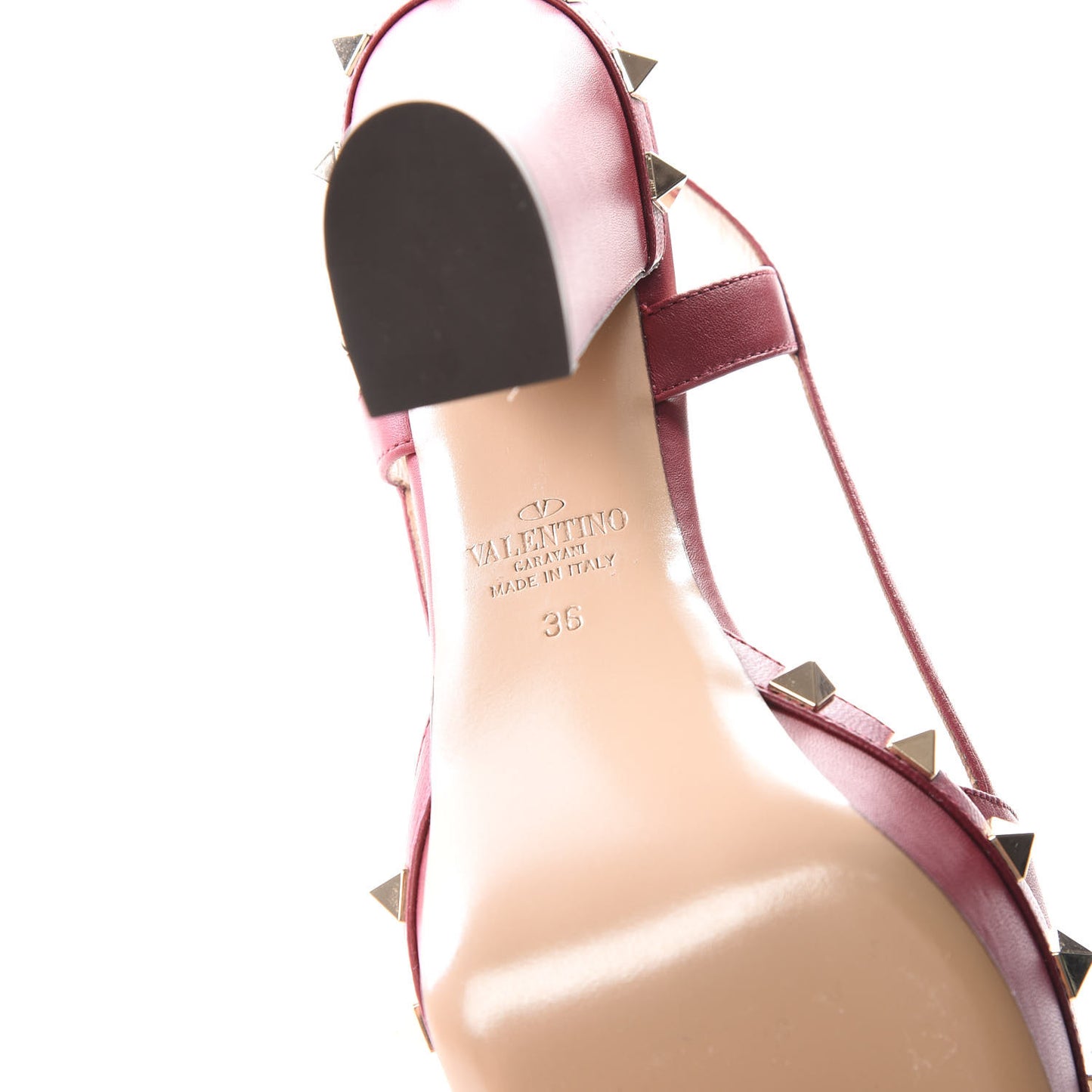 Nappa Rockstud Slingback 75/105mm Platform Sandals 36 Rubino
