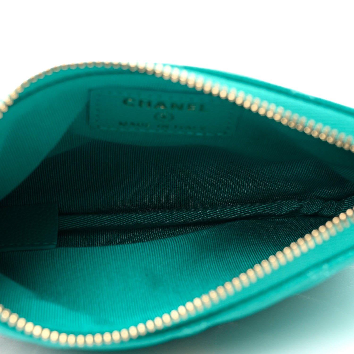 Chanel Caviar Quilted Small Cosmetic Case Turquoise 5 of 8