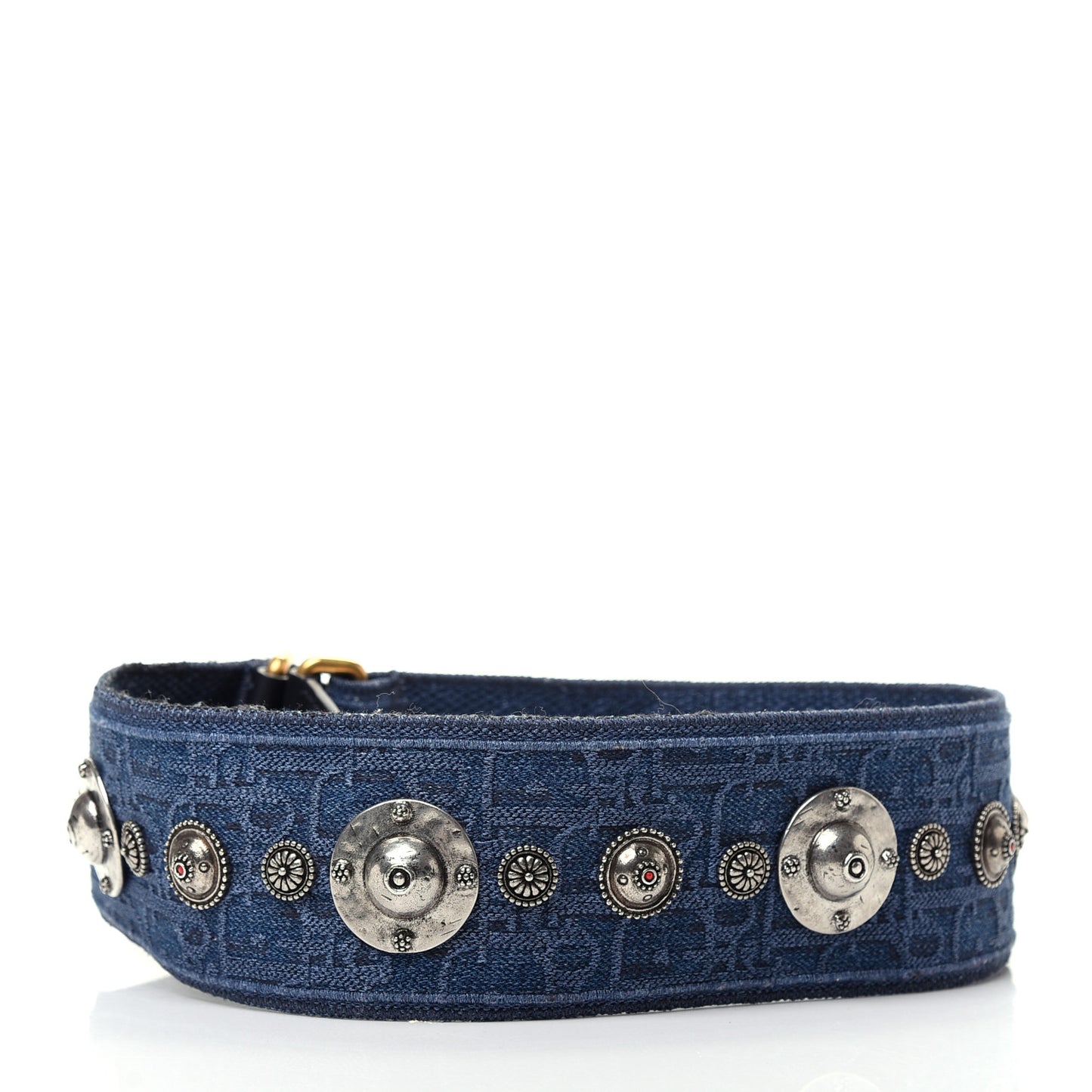Oblique Denim Studded Shoulder Strap Blue