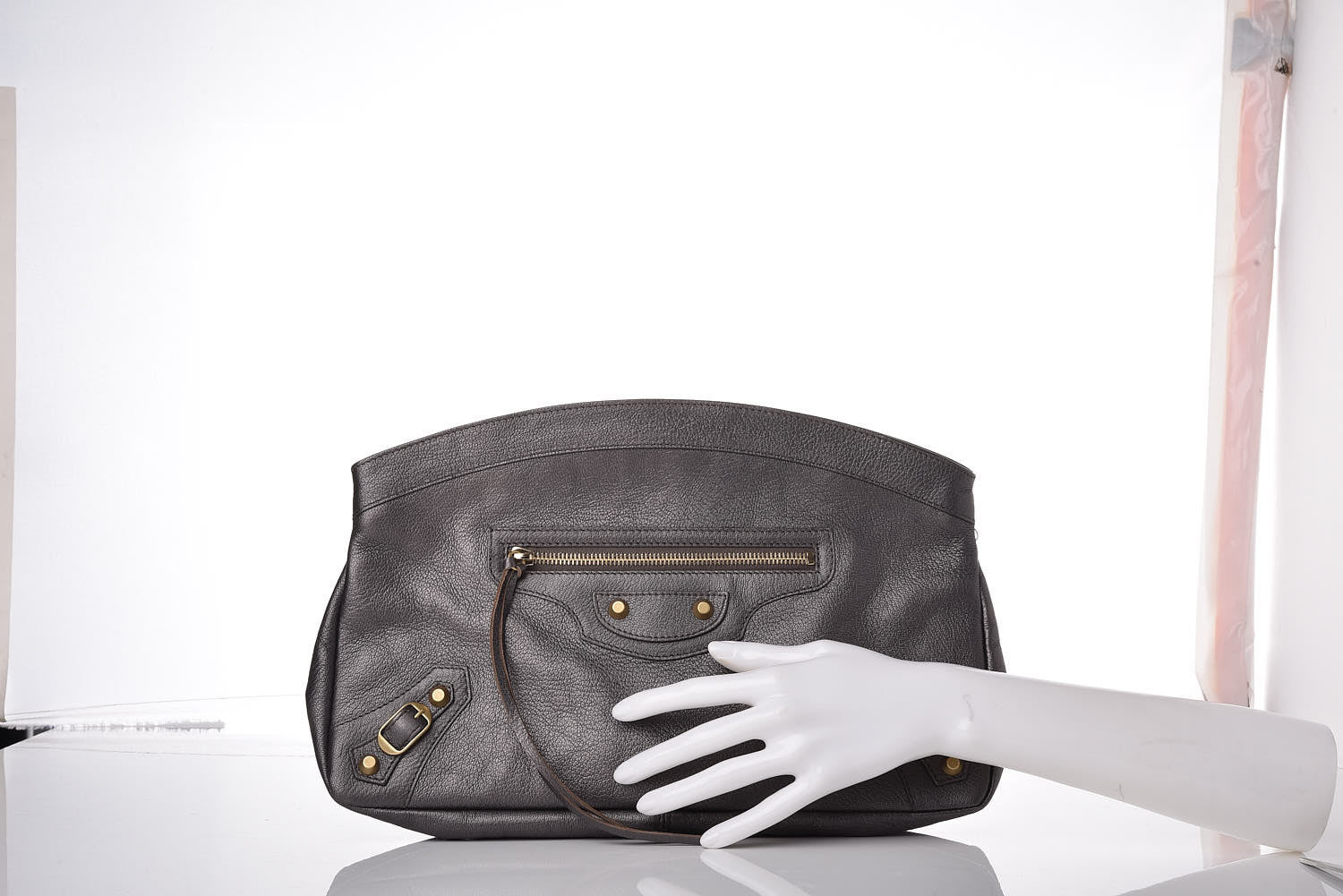 Balenciaga Chevre Classic Gold Hardware Premier Clutch Bronze 2 of 9