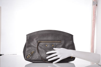 Balenciaga Chevre Classic Gold Hardware Premier Clutch Bronze 2 of 9