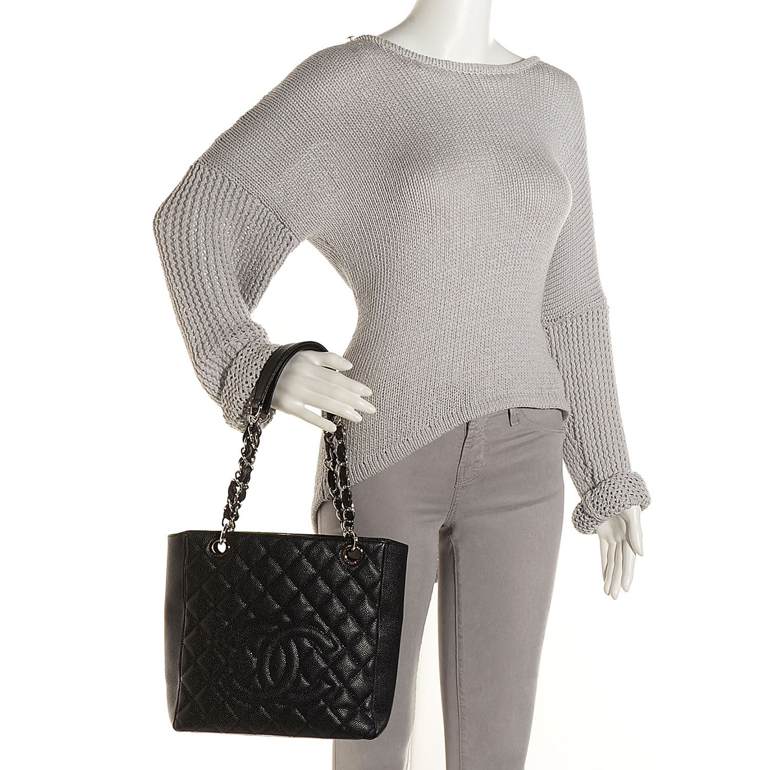 Chanel Caviar Quilted Petit Shopping Tote PST Black 2 of 7