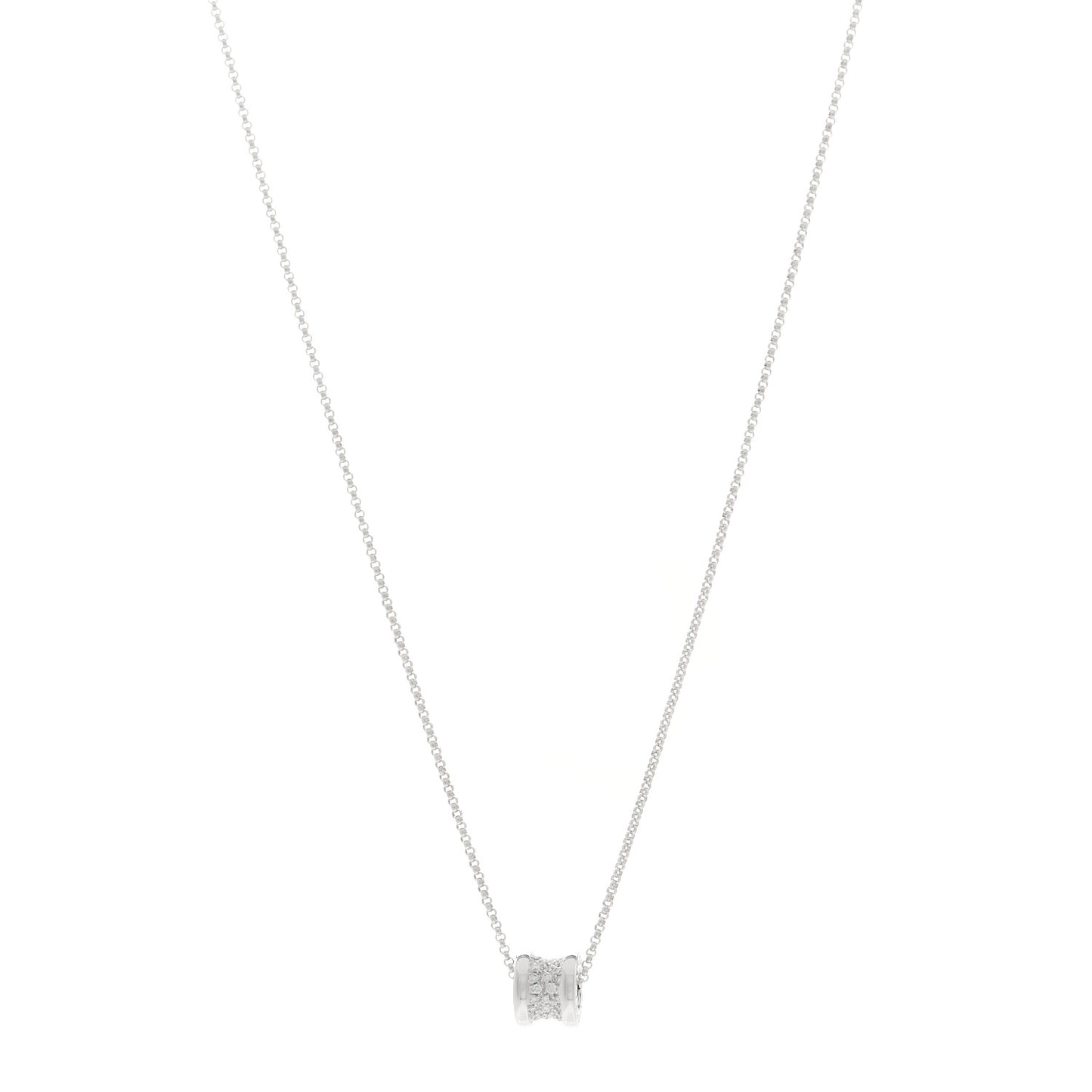 18K White Gold Diamond Small B.Zero1 Pave Pendant Necklace