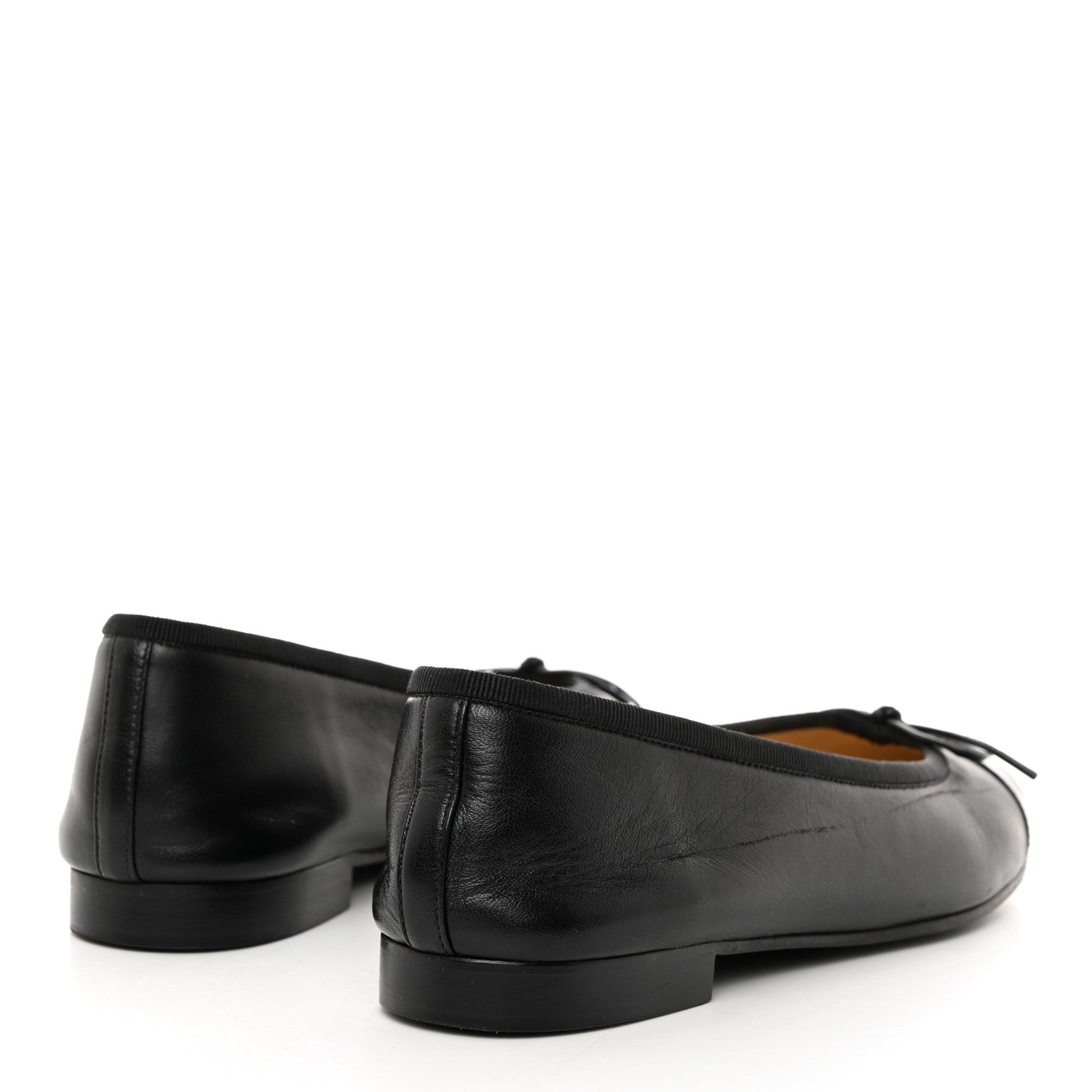 Chanel Lambskin Patent Cap Toe Ballerina Flats 37 Black 4 of 10