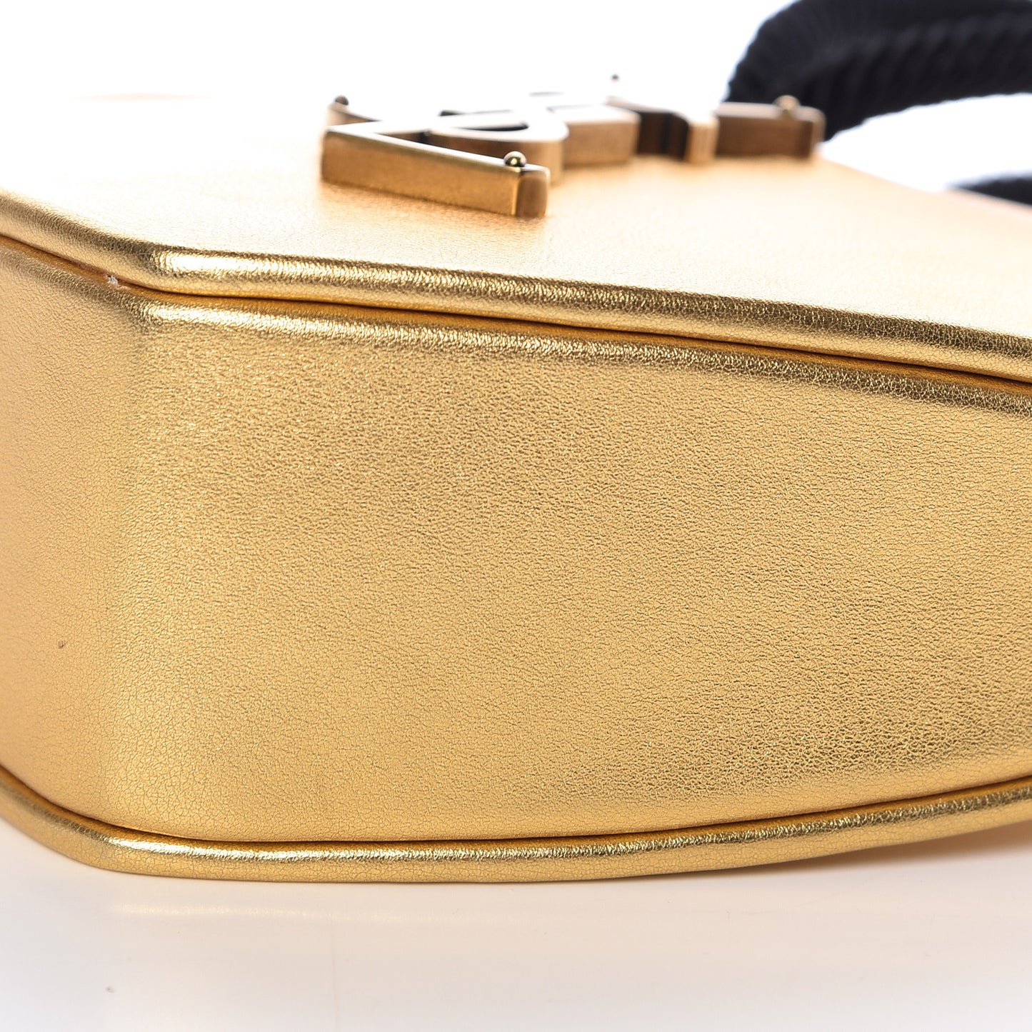 Metallic Calfskin Heart Clutch Gold