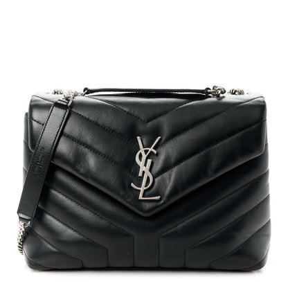 Saint Laurent Calfskin Y Quilted Monogram Small Loulou Chain Satchel Black 1 of 12