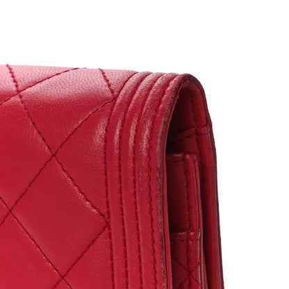 Chanel Lambskin Quilted Boy Wallet On Chain WOC Red 24 of 27