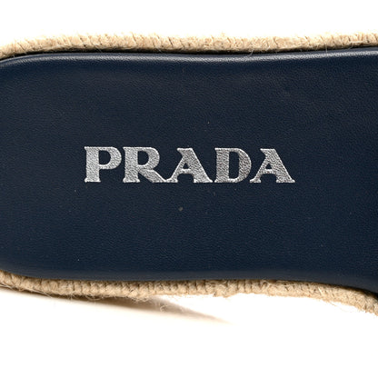 Prada Denim Logo Espadrilles Sandals 37 Blue 7 of 9