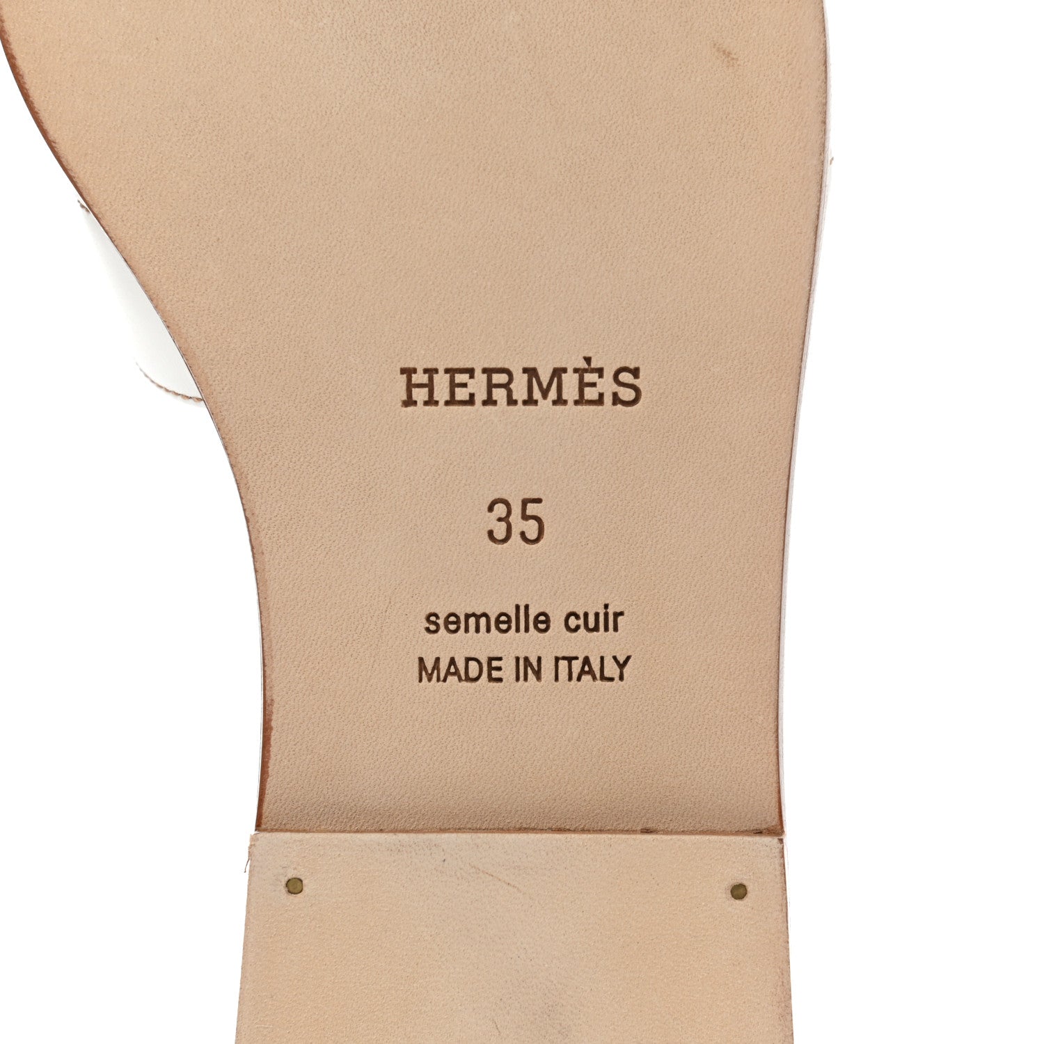 Hermes Box Calfskin Oran Sandals 35 White 7 of 8