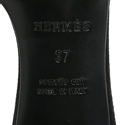 Hermes Chevre Velours Dabka Embroidered Oasis Sandals 37 Black 8 of 10