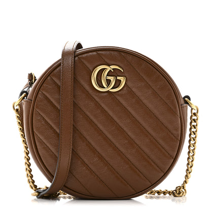 Gucci Azalea Calfskin Matelasse Diagonal Mini GG Marmont Round Shoulder Bag Cuir 1 of 10