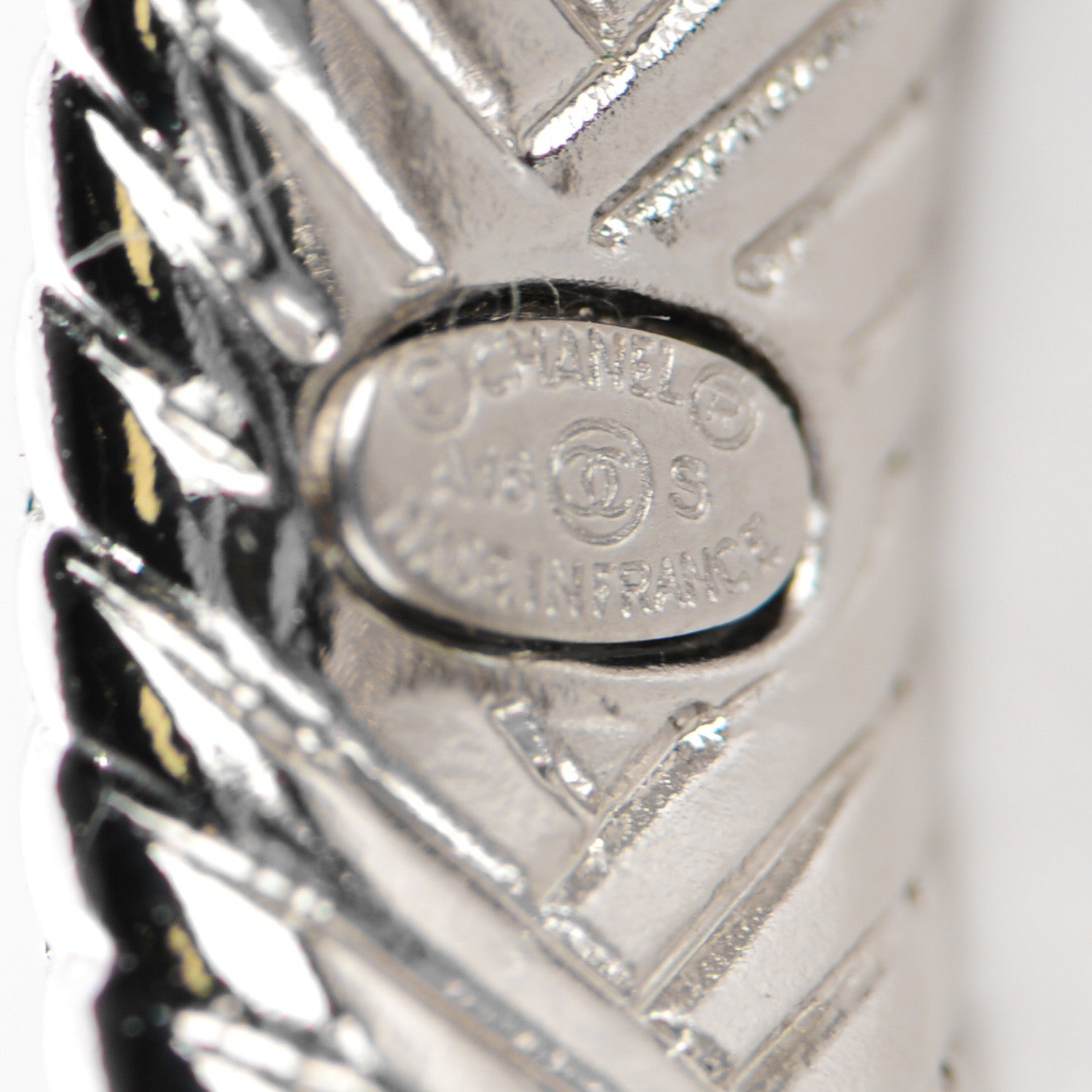 Chanel Crystal CC Hoop Earrings Silver Blue 3 of 6