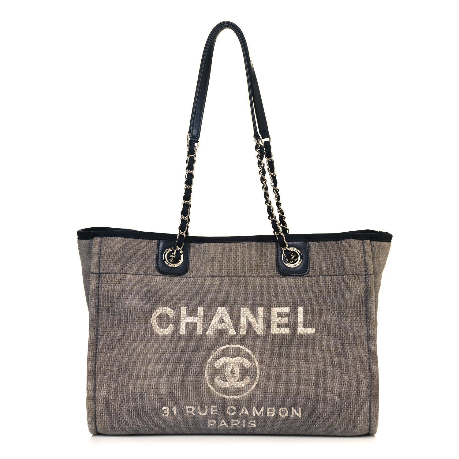 Chanel Canvas Small Deauville Tote Grey 1 of 11