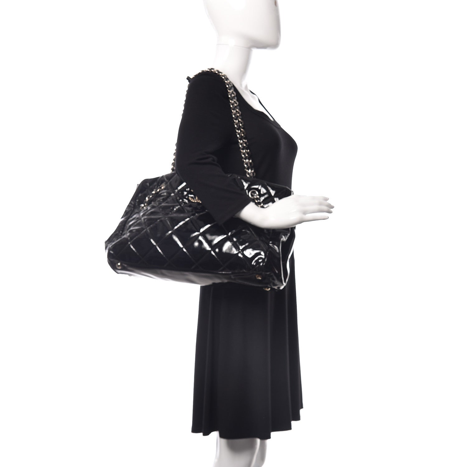 Chanel Patent Quilted Medium Cells Tote Black 2 of 9