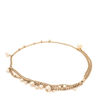 Chanel Pearl Crystal Chain Belt Gold White 1 of 5