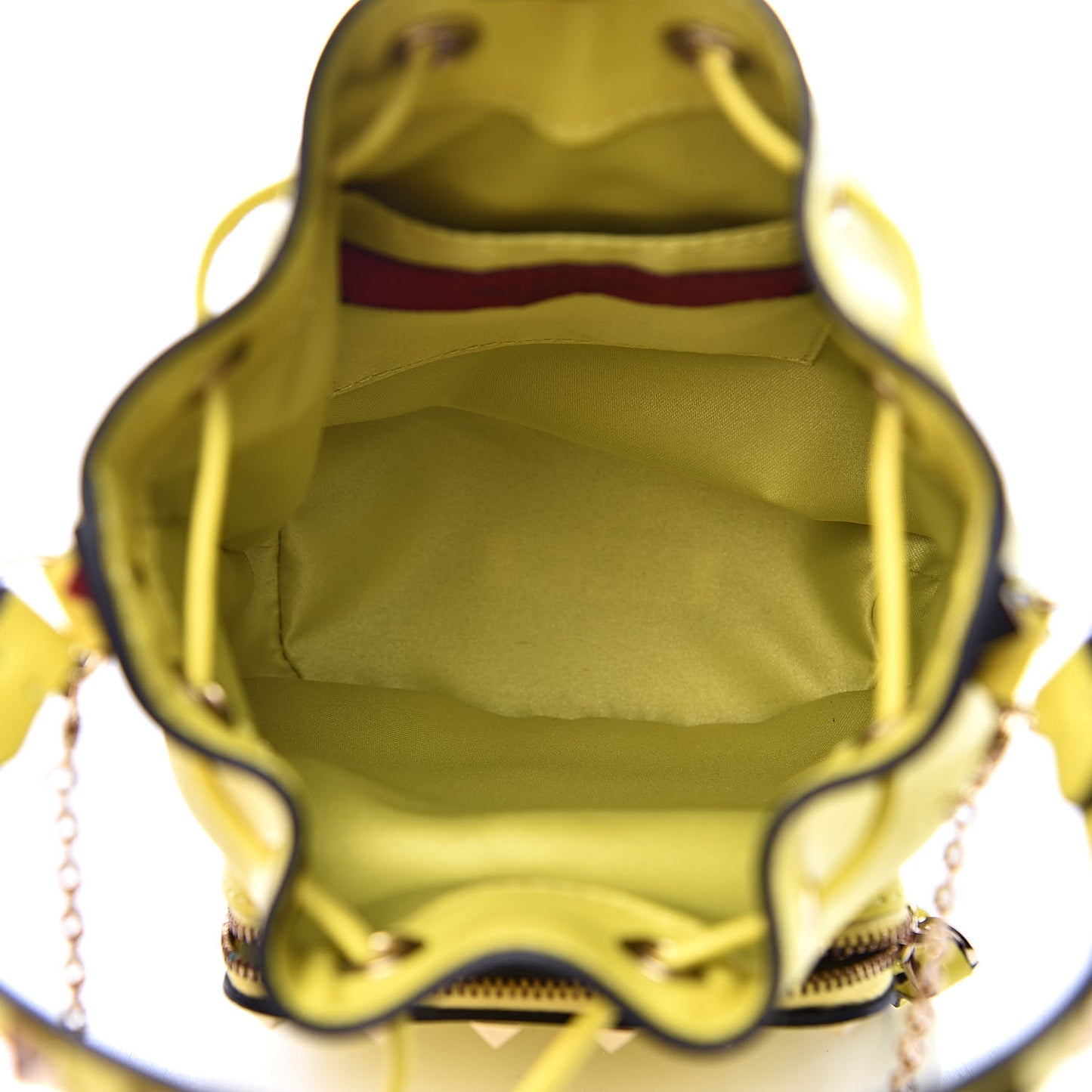 Vitello Rockstud Bucket Bag Acid Yellow