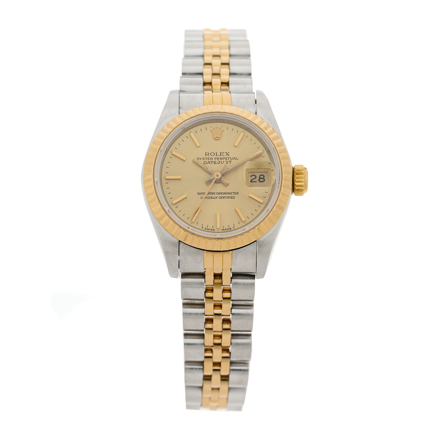 Rolex Stainless Steel 18K Yellow Gold 26mm Oyster Perpetual Datejust Watch Champagne 69173 1 of 5