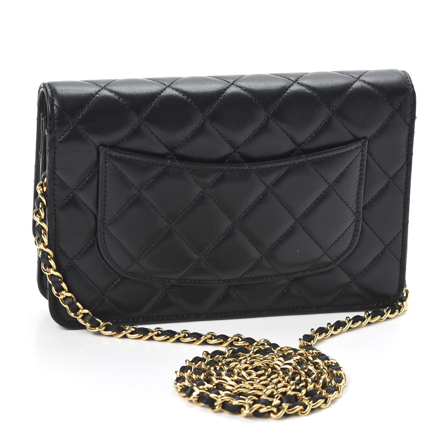 Lambskin Quilted Wallet On Chain WOC Black