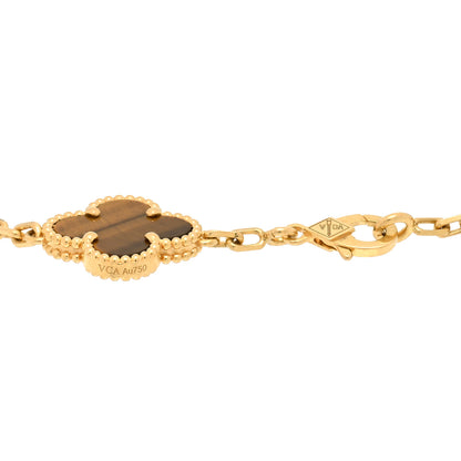 Van Cleef & Arpels 18K Yellow Gold Tiger Eye 5 Motifs Vintage Alhambra Bracelet 3 of 3