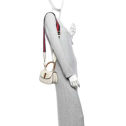 Gucci Boarded Dyana Lux Calfskin Web Mini Bamboo 1947 Top Handle Bag Mystic White 2 of 10