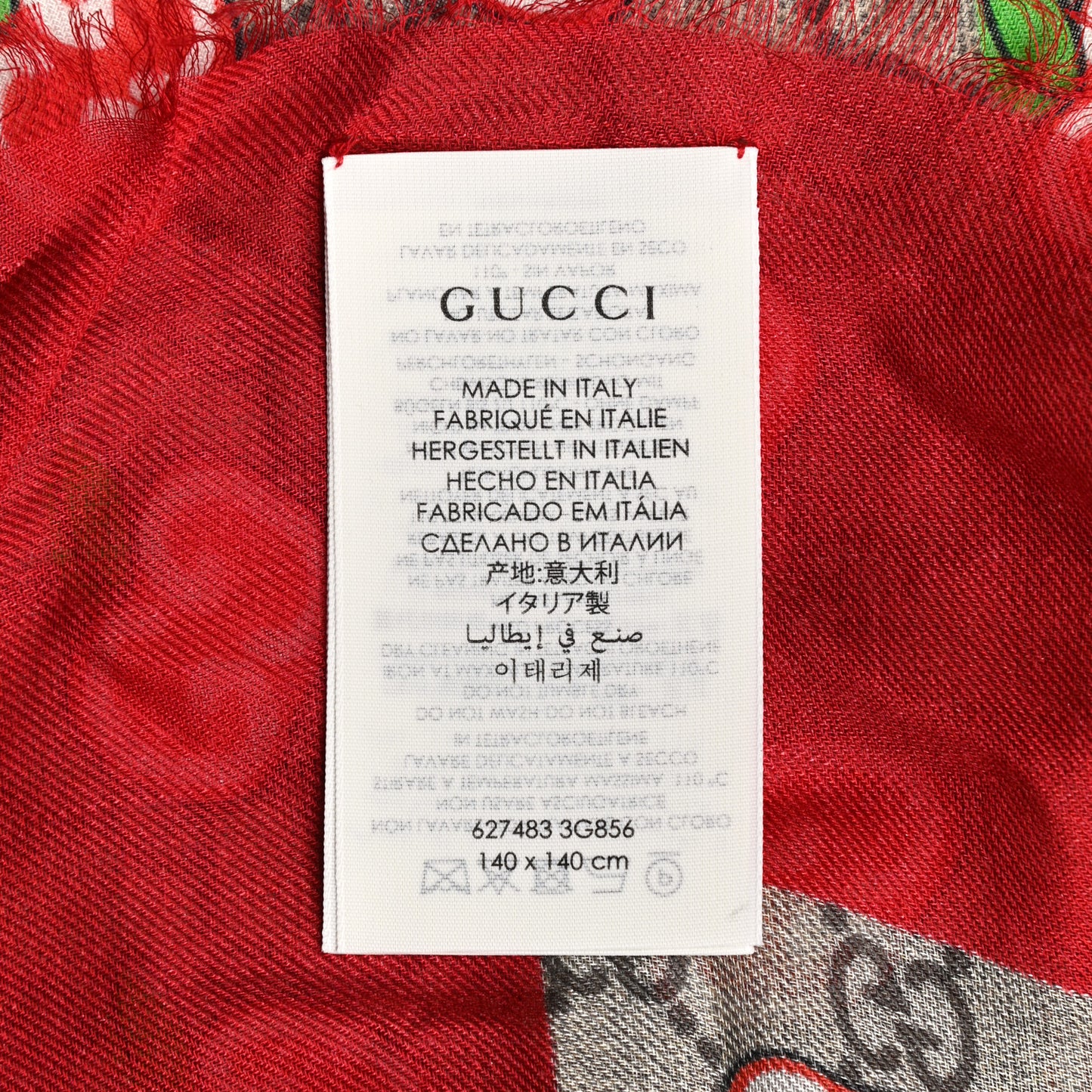 Modal Silk GG Monogram Big Pomme GG Shawl Scarf Beige Red