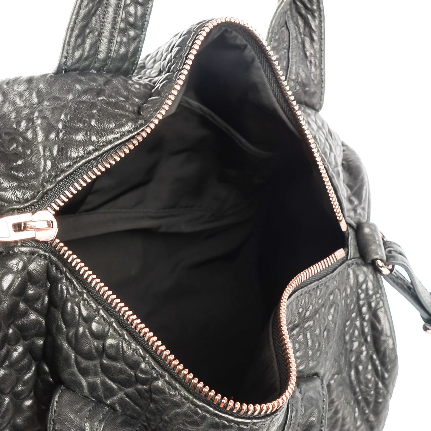 Pebbled Lambskin Rocco Black Rose Gold Hardware