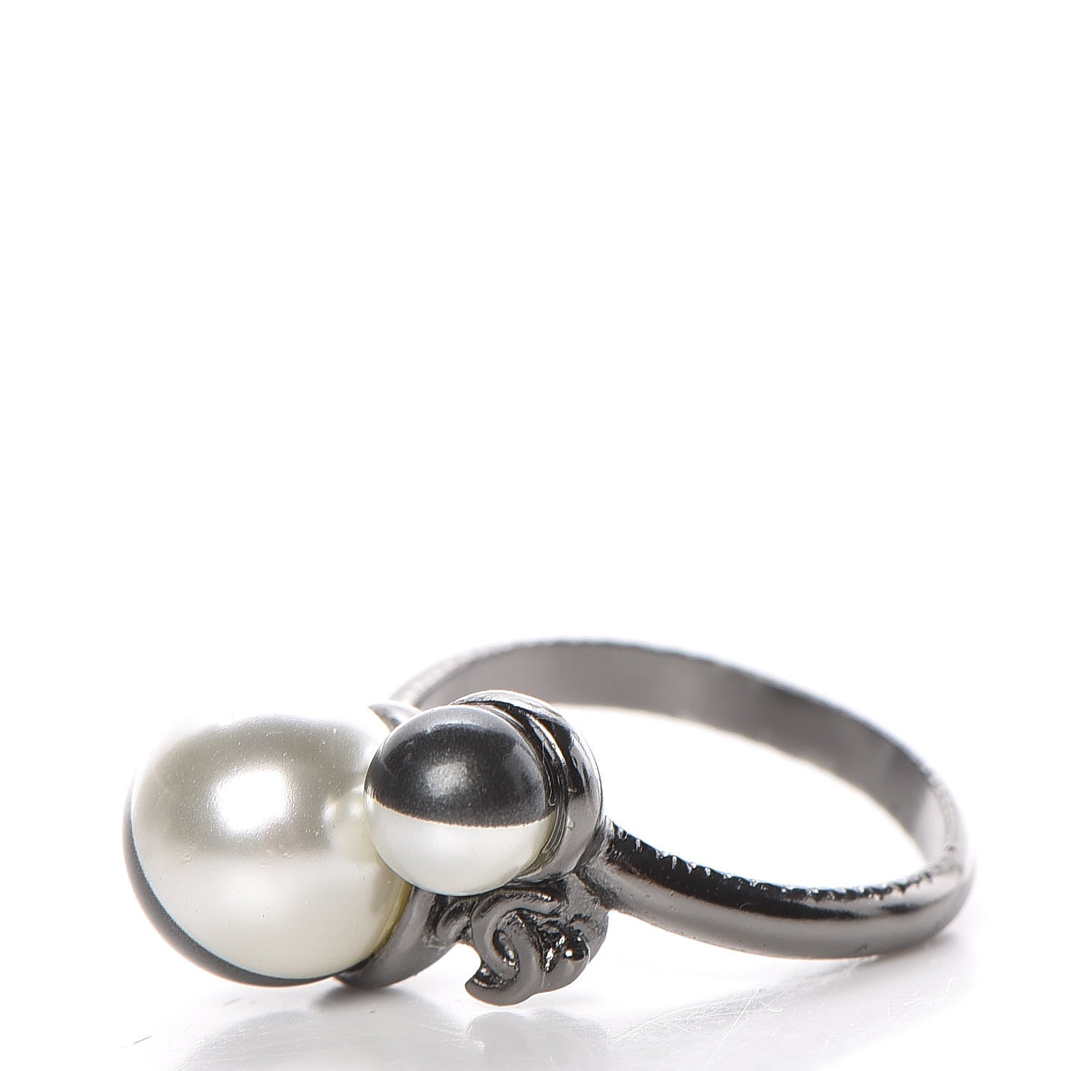 Chanel Pearl CC Ring 6 Silver Grey White 3 of 6