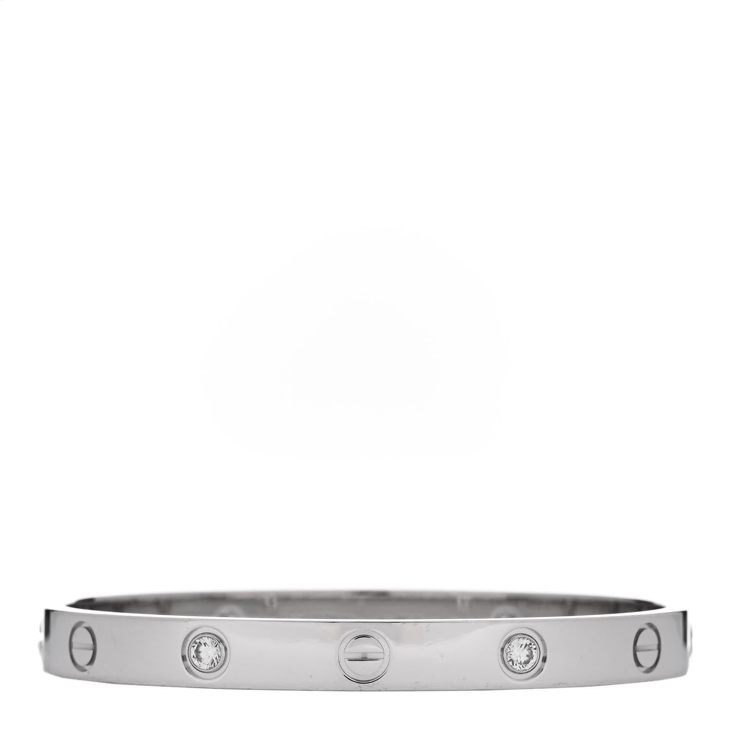Cartier 18K White Gold 4 Diamond LOVE Bracelet 16 1 of 9